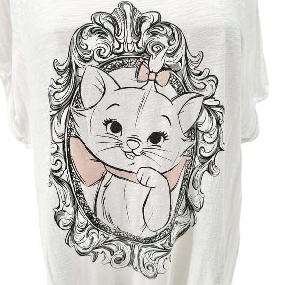 Disney Marie Aristocats Graphic T-Shirt White Loose Fit Size 3X Womens Loose Fit - Picture 2 of 7